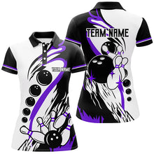 Load image into Gallery viewer, Black and white retro bowling league jerseys custom Women Bowling Shirts, gifts for bowlers | Purple NQS8228