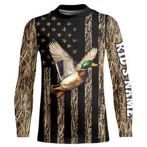 Duck hunting camo American Flag Customize Name Patriotic Duck Hunting 3D All Over Printed Shirts NQS8914