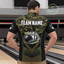 Load image into Gallery viewer, Black green camo Mens polo, quarter Zip bowling shirts Custom bowling team league jerseys NQS11050