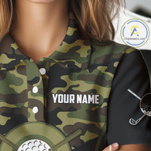 Load image into Gallery viewer, Black green camo Golf Polo shirts For Women Custom golf outfit ladies, personalized golf gifts NQS11051