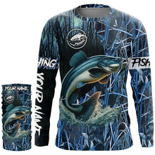 Load image into Gallery viewer, Catfish fishing blue camouflage fishing clothing Custom UV protection performance fishing shirt NQS2614