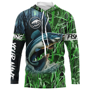 Catfish fishing green camouflage fishing clothing Custom UV protection performance fishing shirt NQS2615