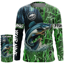 Load image into Gallery viewer, Catfish fishing green camouflage fishing clothing Custom UV protection performance fishing shirt NQS2615