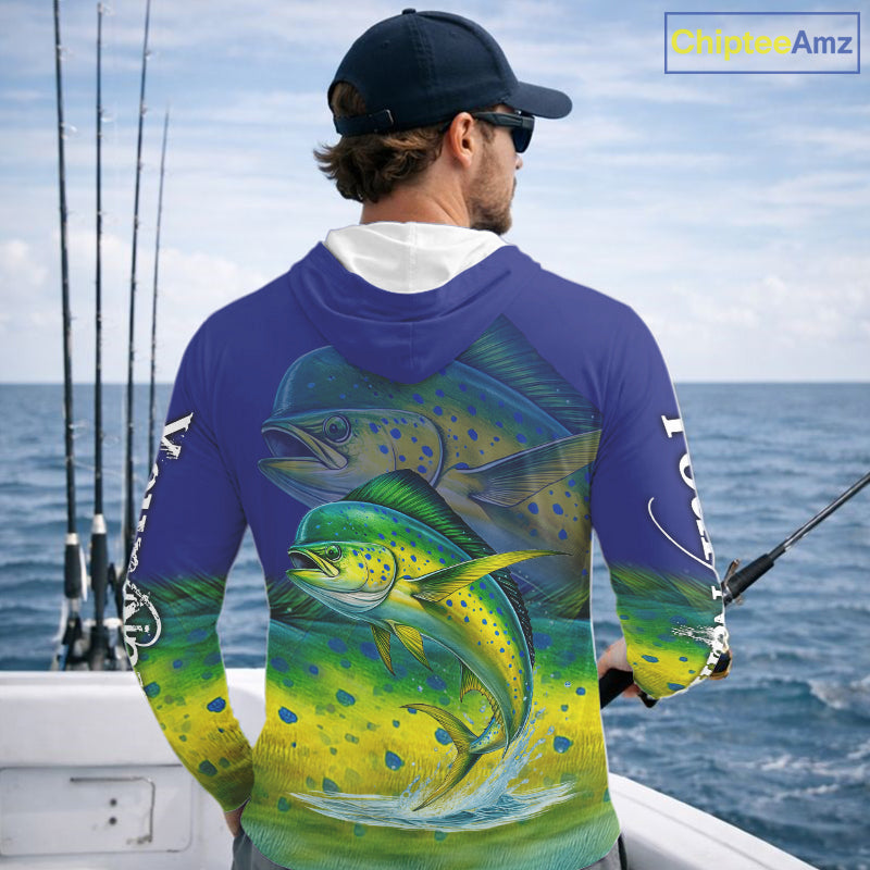 Personalized Mahi Mahi fishing scales blue sun protection fishing shirts, Dorado fishing jerseys NQS11435