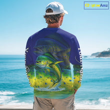 Load image into Gallery viewer, Personalized Mahi Mahi fishing scales blue sun protection fishing shirts, Dorado fishing jerseys NQS11435