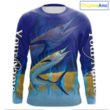 Load image into Gallery viewer, Personalized Marlin fishing scales blue sun protection fishing shirts, Custom Marlin fishing jerseys NQS11436