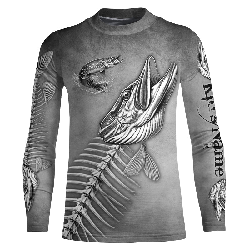 Northern Pike Fishing fish skull UV protection Customize name long sleeves fishing shirts NQS1427