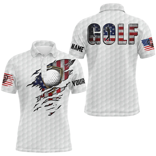 Mens golf polo shirts vintage American flag custom team golf shirts, patriot white golf tops NQS7613