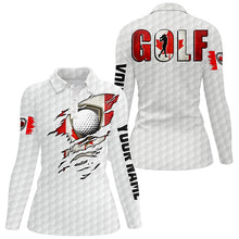 Load image into Gallery viewer, Womens golf polo shirts vintage Canada flag custom team golf shirts, Canadian patriot white golf tops NQS7612