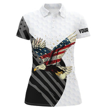 Load image into Gallery viewer, Black and White American Flag Eagle Women golf polo shirts custom Patriotic golf shirts for ladies NQS8244