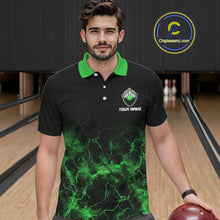 Load image into Gallery viewer, Personalized Men&#39;s bowling shirts Green lightning Bowling Ball Pins bowling jerseys for Bowler NQS10635