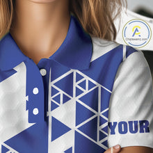Load image into Gallery viewer, Funny Women golf polo shirts Blue and white custom I was one under today, under a tree, bush, water NQS11636