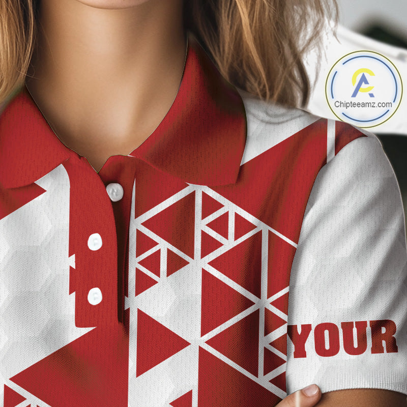 Funny Women golf polo shirts Red and white custom I was one under today, under a tree, bush, water NQS11637