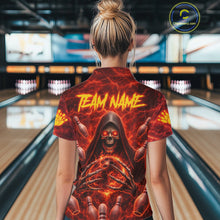 Load image into Gallery viewer, Red Lightning Thunder Skull Reaper Bowling Shirts For Women Custom Team Bowling League Jerseys NQS11642
