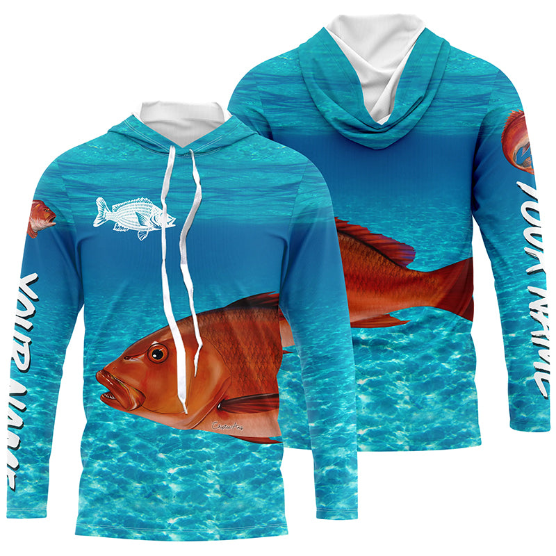 Red Snapper fishing blue water camo Custom sun protection long sleeve fishing shirt for men, women NQS5729