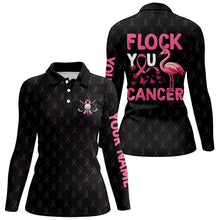 Load image into Gallery viewer, Black camo pink ribbons Women Golf Polo Shirts custom Flamingo Flock you breast cancer golf shirts NQS8461