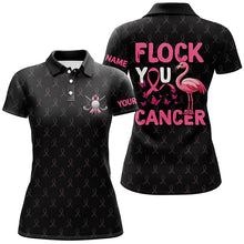 Load image into Gallery viewer, Black camo pink ribbons Women Golf Polo Shirts custom Flamingo Flock you breast cancer golf shirts NQS8461