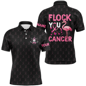 Black camo pink ribbons Mens Golf Polo Shirts custom Flamingo Flock you breast cancer golf shirts NQS8461