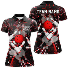 Load image into Gallery viewer, Red Camo Bowling Polo, Quarter zip Shirt For Women custom bowling team jerseys, bowling league shirts NQS8463