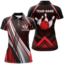 Load image into Gallery viewer, Black and Red Bowling Shirts For Women Custom Bowling Team League Jersey, Gift For Bowlers NQS8706