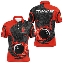 Load image into Gallery viewer, Black and Red Flame Bowling Ball Bowling Shirt for Men Custom Bowling Team League Jerseys NQS8938