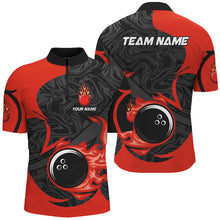 Load image into Gallery viewer, Black and Red Flame Bowling Ball Bowling Shirt for Men Custom Bowling Team League Jerseys NQS8938