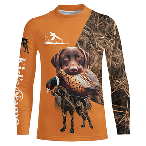 Pheasant Hunting with German Shorthaired Pointer GSP Custom Camo Full Printing Shirts, Hunting Gifts NQS2636