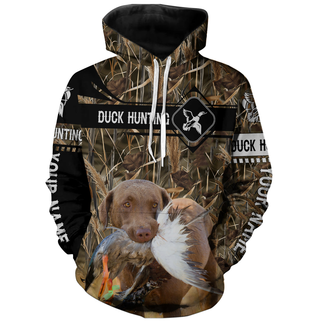 Duck Hunting with Chesapeake Bay Retriever waterfowl camo Shirts, Personalized Duck Hunting Gifts FSD3721