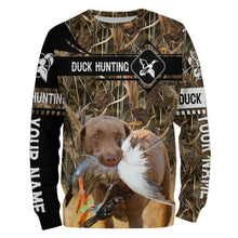 Load image into Gallery viewer, Duck Hunting with Chesapeake Bay Retriever waterfowl camo Shirts, Personalized Duck Hunting Gifts FSD3721