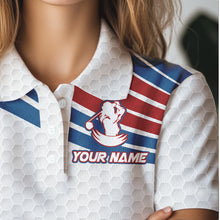 Load image into Gallery viewer, Red, White and Blue Pattern Women golf polo shirts custom Patriotic golf wear for ladies NQS9381