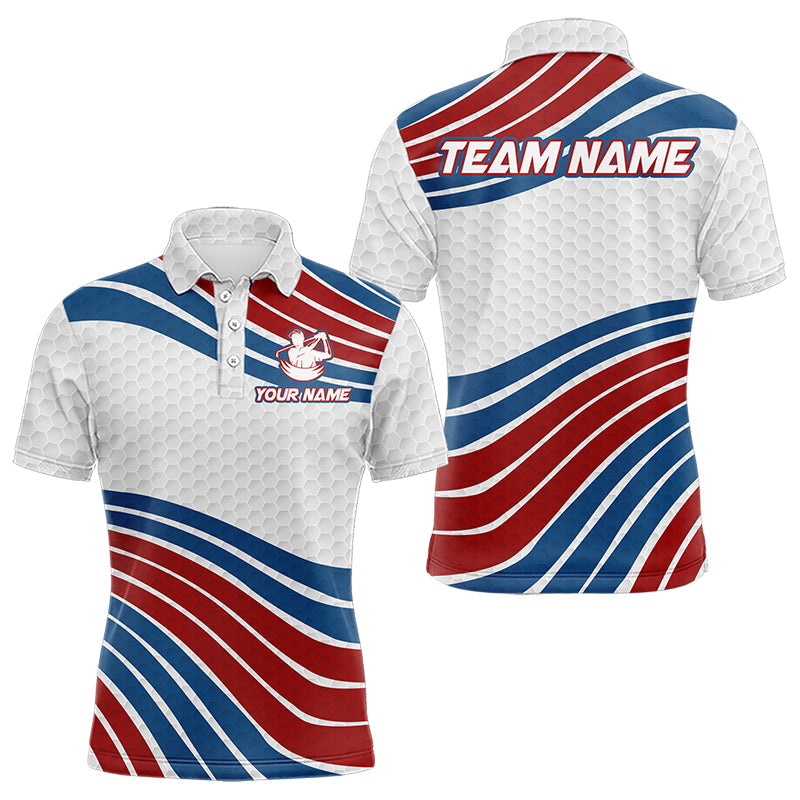 Red, White and Blue Pattern Men golf polo shirts custom Patriotic golf wear for mens NQS9381