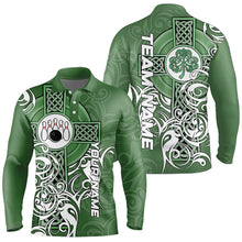 Load image into Gallery viewer, Green Irish Tribal Cross St Patrick&#39;s Day Mens bowling shirts Custom Lucky Bowling Team Jerseys NQS9382
