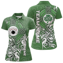 Load image into Gallery viewer, Green Irish Tribal Cross St Patrick&#39;s Day Women bowling shirts Custom Lucky Bowling Team Jerseys NQS9382
