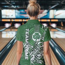 Load image into Gallery viewer, Green Irish Tribal Cross St Patrick&#39;s Day Women bowling shirts Custom Lucky Bowling Team Jerseys NQS9382
