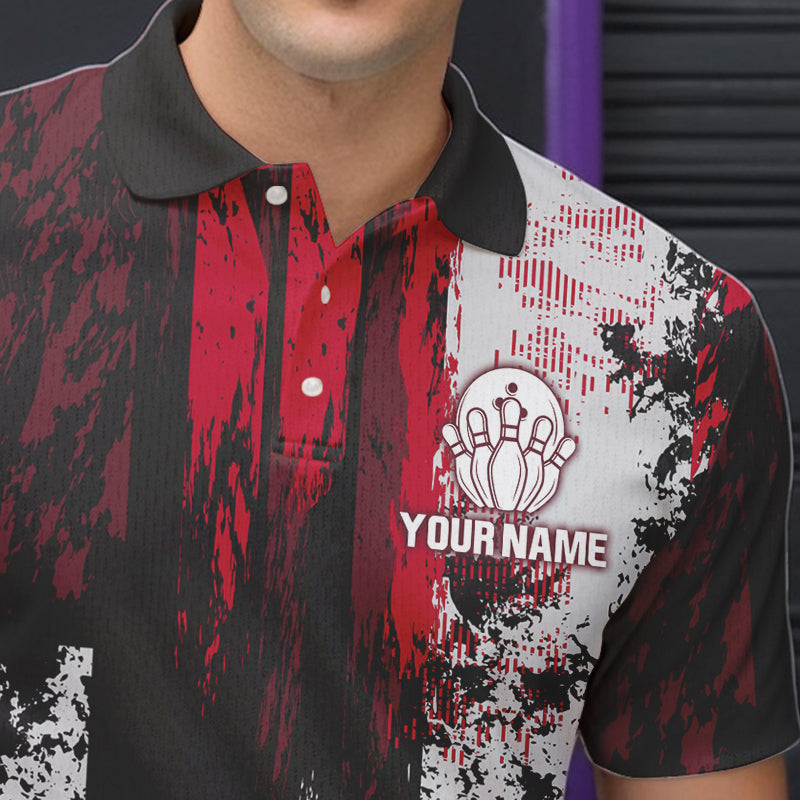 Personalized Bowling Polo, Quarter Zip Shirts For Mens Custom Bowling Team League Jersey NQS9526