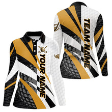 Load image into Gallery viewer, Black and White Women golf polo shirts Customize name golf attire for team | Yellow NQS9528