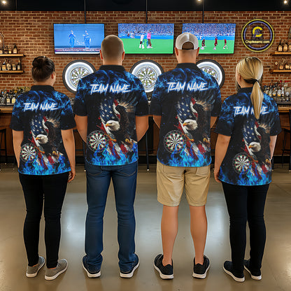 Blue Flame American Flag Eagle Men Dart Shirts Custom patriotic Dart Jersey NQS11645