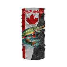 Load image into Gallery viewer, Canadian Flag Northern pike Fishing Custom long sleeve performance Fishing Shirt, pike Fishing jerseys NQS4927