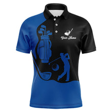 Load image into Gallery viewer, Black and Blue Mens golf polo shirt customized name golf clothing, personalized golf gifts NQS9691