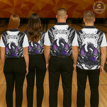 Load image into Gallery viewer, Black and White Bowling Polo, Quarter Zip Shirts For Women Custom Purple Dragon Bowling Team Jerseys NQS11740