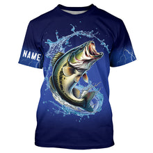 Load image into Gallery viewer, Largemouth Bass Fishing blue lightning long sleeve Fishing shirts Customized Bass fishing jerseys NQS287