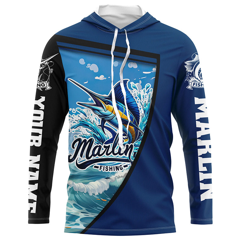 Marlin Fishing Blue UV Protection Long sleeve Fishing shirts Custom Marlin Fishing apparel NQS289