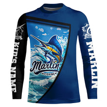 Load image into Gallery viewer, Marlin Fishing Blue UV Protection Long sleeve Fishing shirts Custom Marlin Fishing apparel NQS289