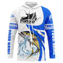 Load image into Gallery viewer, Tuna fishing Custom sun protection long sleeve fishing shirts, Tuna saltwater fishing jerseys | Blue NQS5463