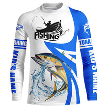 Load image into Gallery viewer, Tuna fishing Custom sun protection long sleeve fishing shirts, Tuna saltwater fishing jerseys | Blue NQS5463