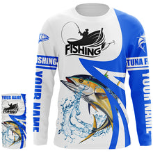 Load image into Gallery viewer, Tuna fishing Custom sun protection long sleeve fishing shirts, Tuna saltwater fishing jerseys | Blue NQS5463