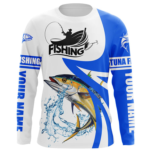 Tuna fishing Custom sun protection long sleeve fishing shirts, Tuna saltwater fishing jerseys | Blue NQS5463