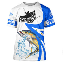 Load image into Gallery viewer, Tuna fishing Custom sun protection long sleeve fishing shirts, Tuna saltwater fishing jerseys | Blue NQS5463