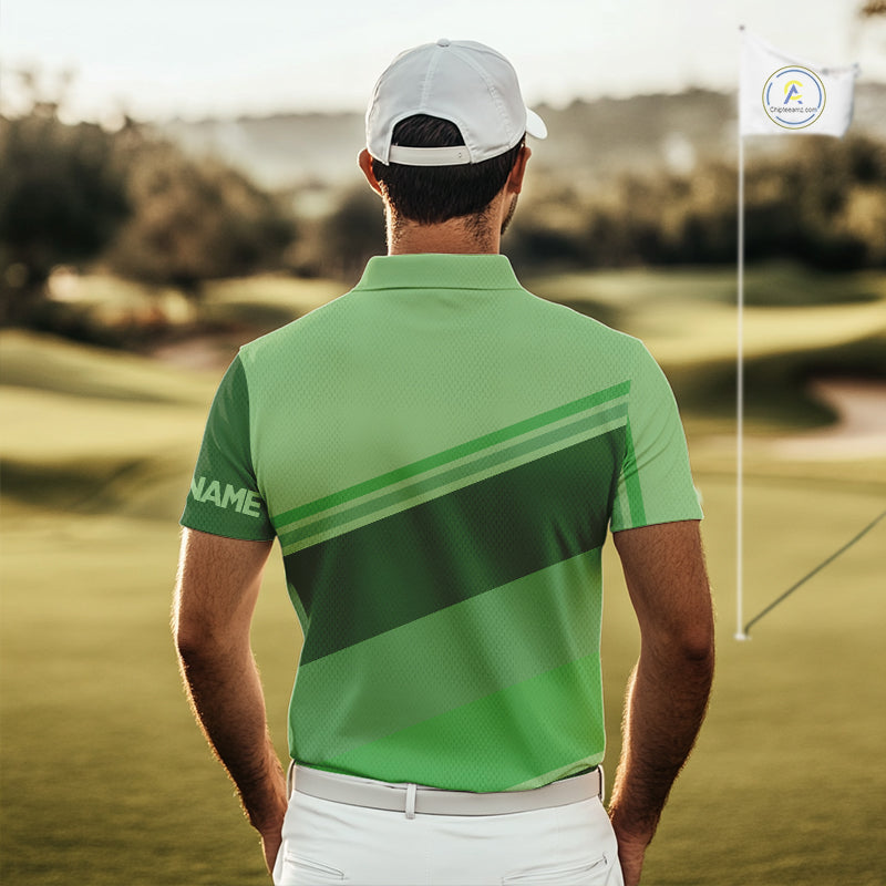 Green Mens golf polo shirts custom name mens golf tops, unique gift for the golfers NQS9970