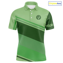 Load image into Gallery viewer, Green Mens golf polo shirts custom name mens golf tops, unique gift for the golfers NQS9970